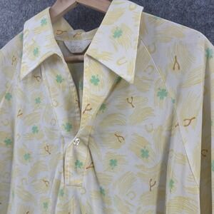 Vintage Di Fini 60 s 70 s Style Shirt Mens Large Clover Horseshoe Dagger Collar